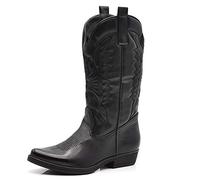 IF Fashion Cowboy Western Scarpe da Donna Stivali Stivaletti Punta Quadrata Camperos Texani Etnici C19004-4 nero N.37