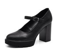 IF Fashion Scarpe con Tacco Grosso Decoltè Dellecolleté da Donna Mary Jane Cinturini MP70013-1 Nero N.37