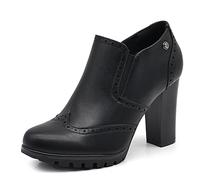 IF Fashion Scarpe da Donna Francesine Ricamo Tacco Grosso Pelle Sintetica CH1990 Nero N.37