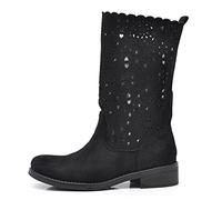 IF Fashion Scarpe da Donna Stivali Primaverili Estivi Traforati Al Polpaccio Biker Anfibi LY70-1 nero N.37