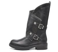 IF Fashion Scarpe da Donna Stivali Stivaletti Biker Fibbie Bottoni Anfibi Polpaccio Largo GL132 nero N.37
