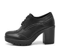 IF Fashion Scarpe da Donna Stringate Francesine Ricamo Tacco Grosso Pelle Sintetica IF146 Nero 37