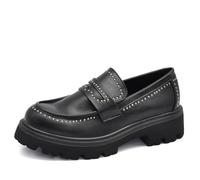 IF Fashion Scarpe Mocassini Chunky Slip On Loafers Donna con Borchie Suola Alta Carrarmato 70027 Nero N.38