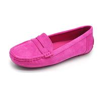 IF Fashion Scarpe Mocassini Slip On Loafers Morbidi Donna con Strass Pietri Camoscio Scamosciato FT245 Fuxia N.37