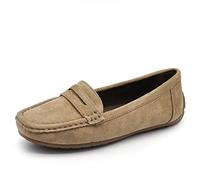 IF Fashion Scarpe Mocassini Slip On Loafers Morbidi Donna con Strass Pietri Camoscio Scamosciato FT245 Khaki N.37