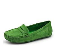 IF Fashion Scarpe Mocassini Slip On Loafers Morbidi Donna con Strass Pietri Camoscio Scamosciato FT245 Verde N.36