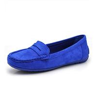 IF Fashion Scarpe Mocassini Slip On Loafers Morbidi Donna con Strass Pietri Camoscio Scamosciato FT245 Bluette N.37