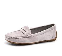 IF Fashion Scarpe Mocassini Slip On Loafers Morbidi Donna con Strass Pietri Camoscio Scamosciato FT245 Lilla/Grigio N.37
