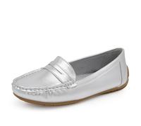 IF Fashion Scarpe Mocassini Slip On Loafers Morbidi Donna Semplice FT245 Argento N.37