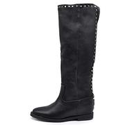 IF Fashion Scarpe Stivali da al Polpaccio Biker Motociclista Equitazione Donna con Borchie Zeppa Interna LY81-4 Nero N.40