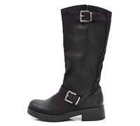 IF Fashion Scarpe Stivali da Donna al Polpaccio Biker Motociclista con Fibbie Anfibi 1821-2 Nero N.37