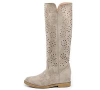 IF Fashion Stivaletti da Donna Zeppa Interna Traforati Primaverili Estivi Camoscio LY81-1 beige N.36