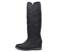 IF Fashion Stivaletti da Donna Zeppa Interna Traforati Primaverili Estivi Camoscio LY81-1 Nero N.37