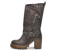 IF FASHION Stivaletti Tronchetti Da Donna Con Tacco Grosso Plateau Borchie Pelle Sintetica G673 brown N.38