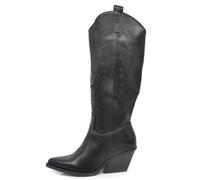 IF Fashion Stivali Cowboy Western Texani Scarpe da Donna A Punta Camperos LY80-12 Nero N.41