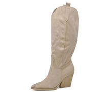 IF Fashion Stivali Cowboy Western Texani Scarpe da Donna Primaverili A Punta Camperos Camoscio Sintetico 662-2 Beige N.38