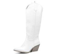 IF Fashion Stivali Cowboy Western Texani Scarpe da Donna Primaverili A Punta Camperos LY80-4 Bianco N.37