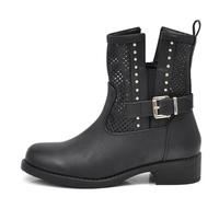 IF Fashion Stivali Stivaletti Biker Motociclista da Donna Traforato Con Fibbie Borchie Primaverili Estivi Pelle Sintetica G677 Nero N.37
