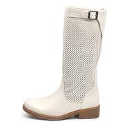 IF Fashion Stivali Stivaletti da Donna Biker Motociclista Traforati Primaverili Estivi con Fibbia LY70-4 Beige N.38
