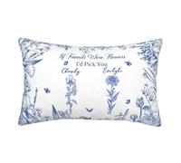 If Friends Were Flowers I'd Pick You Federa personalizzata con nome per divano Personalizzata Double Sided Fiori di nascita Stampa Federa per cuscino Regali Personalizzata Federa decorativa per la