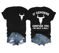 If Genders Confuse You Go Milk A Bull Shirt On Back If Genders Confuse You Go Milk A Bull T Shirt, Nero , L