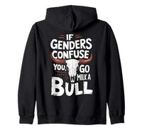 If Genders Confuse You Go Milk A Bull Umorismo Western Toro Felpa con Cappuccio