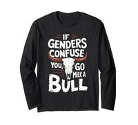If Genders Confuse You Go Milk A Bull Umorismo Western Toro Maglia a Manica