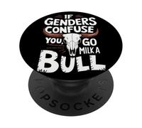 If Genders Confuse You Go Milk A Bull Umorismo Western Toro PopSockets PopGrip Adesivo