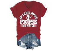 If I Collapse Pause My Watch Camicia Divertente Running Shirt Donna Uomo, Claret-VT-1, L