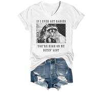 If I Ever Get Rabies, You're High On My Bitin' List, camicia con scollo a V, Bianco-VT-1, L
