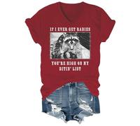 If I Ever Get Rabies, You're High On My Bitin' List, camicia con scollo a V, Claret-VT-1, 3XL