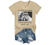If I Ever Get Rabies, You're High On My Bitin' List, camicia con scollo a V, Khaki-vt-1, M
