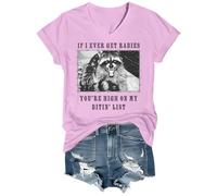 If I Ever Get Rabies, You're High On My Bitin' List, camicia con scollo a V, Rosa-vt-1, XL