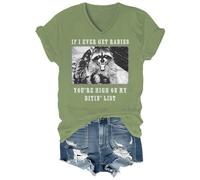 If I Ever Get Rabies, You're High On My Bitin' List, camicia con scollo a V, Verde-vt-1, M