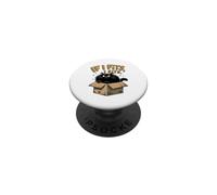If I Fits I Sits Black Cat Box Feline Lover PopSockets PopGrip Adesivo