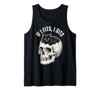 If I Fits I Sits - Funny Black Cat Skull Canotta