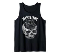 If I Fits I Sits - Funny Black Cat Skull Canotta