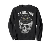 If I Fits I Sits - Funny Black Cat Skull Felpa