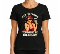 If I'm The Problem You Might Be The Reason, Maglietta da donna | Pin Up, Martini, Scritta, Rockabilly, anni '50, Rockabella, Sarcasmo, Ironia, Cocktail, Look Vintage, labbra rosse, umorismo
