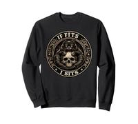 If It Fits I Sit Black Cat Skull Funny Kitty Felpa