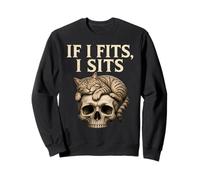 If It Fits I Sit Black Cat Skull Funny Kitty Felpa