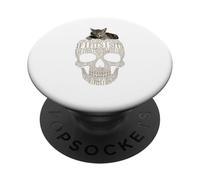 If It Fits I Sit Black Cat Skull Funny Kitty PopSockets PopGrip Adesivo