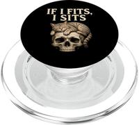 If It Fits I Sit Black Cat Skull Funny Kitty PopSockets PopGrip per MagSafe