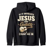 If It Involves Jesus And Guitars Guitarist Christian Music Felpa con Cappuccio