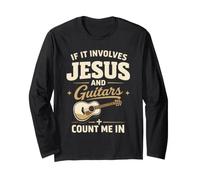 If It Involves Jesus And Guitars Guitarist Christian Music Maglia a Manica