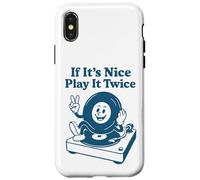 If It's Nice Play It Twice Retro Vinyl Record Music Lover Custodia per iPhone X/XS