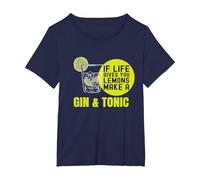 If Life Gives You Lemons Make a Gin&Tonic Maglietta, Donna Plus-Size, Navy, 4X