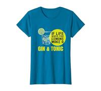 If Life Gives You Lemons Make a Gin&Tonic Maglietta, Donna, Zaffiro, S