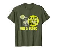 If Life Gives You Lemons Make a Gin&Tonic Maglietta, Uomo, Oliva, L
