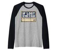 If Lost Return To Beach Coastal Crab Sign Maglia con Maniche Raglan